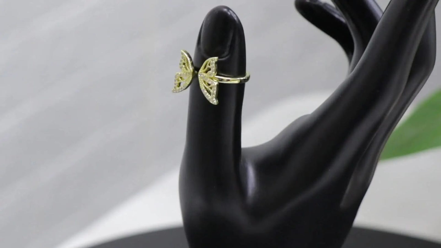 Yu Fashions Adjustable Butterfly High Fashion Rhinestone Korean Ring