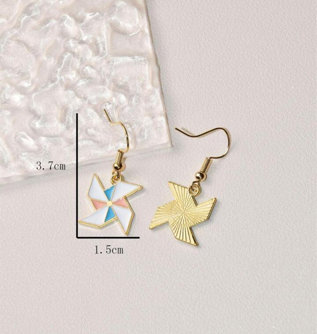 Yu Fashions Pin Wheel Cute Drop Korean Earrings Pair