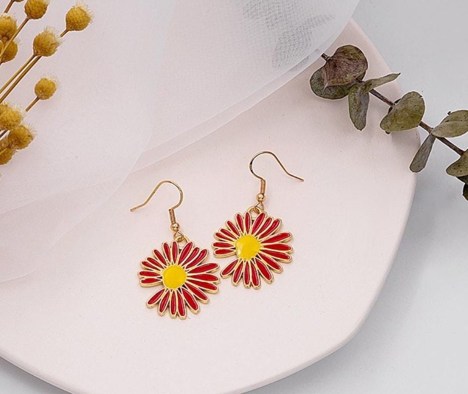 Yu Fashions Summer Sunflower Floral Cute Korean Earrings Pair