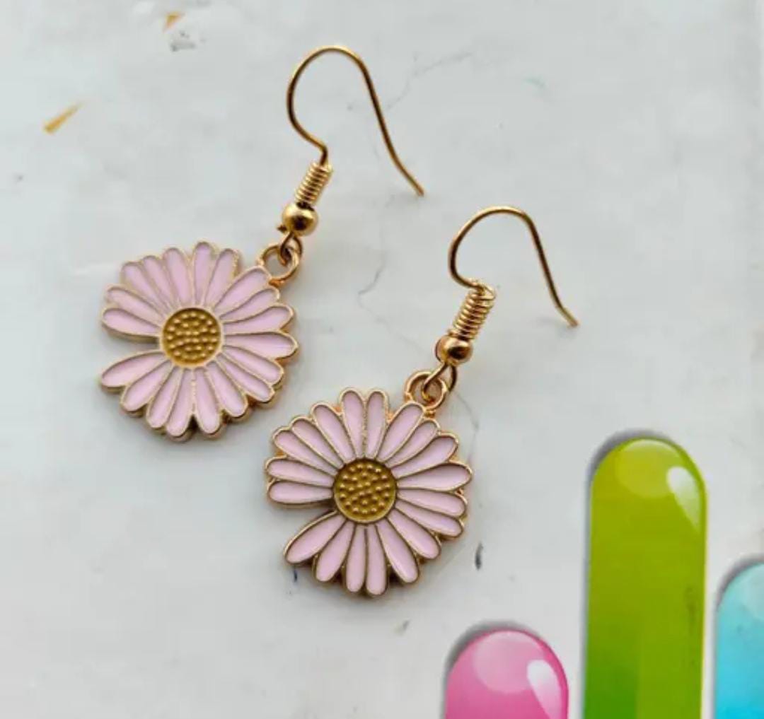 Yu Fashions Summer Sunflower Floral Cute Korean Earrings Pair