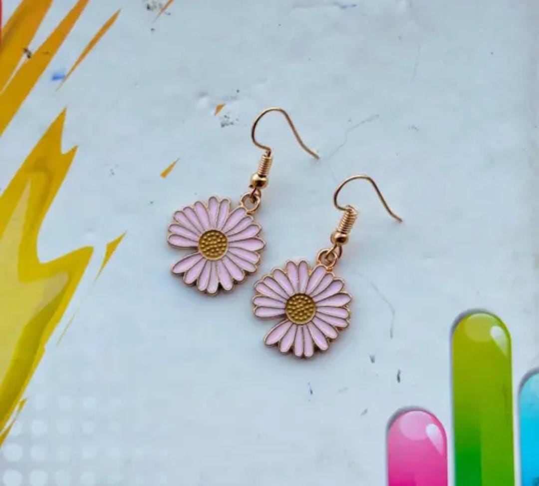 Yu Fashions Summer Sunflower Floral Cute Korean Earrings Pair