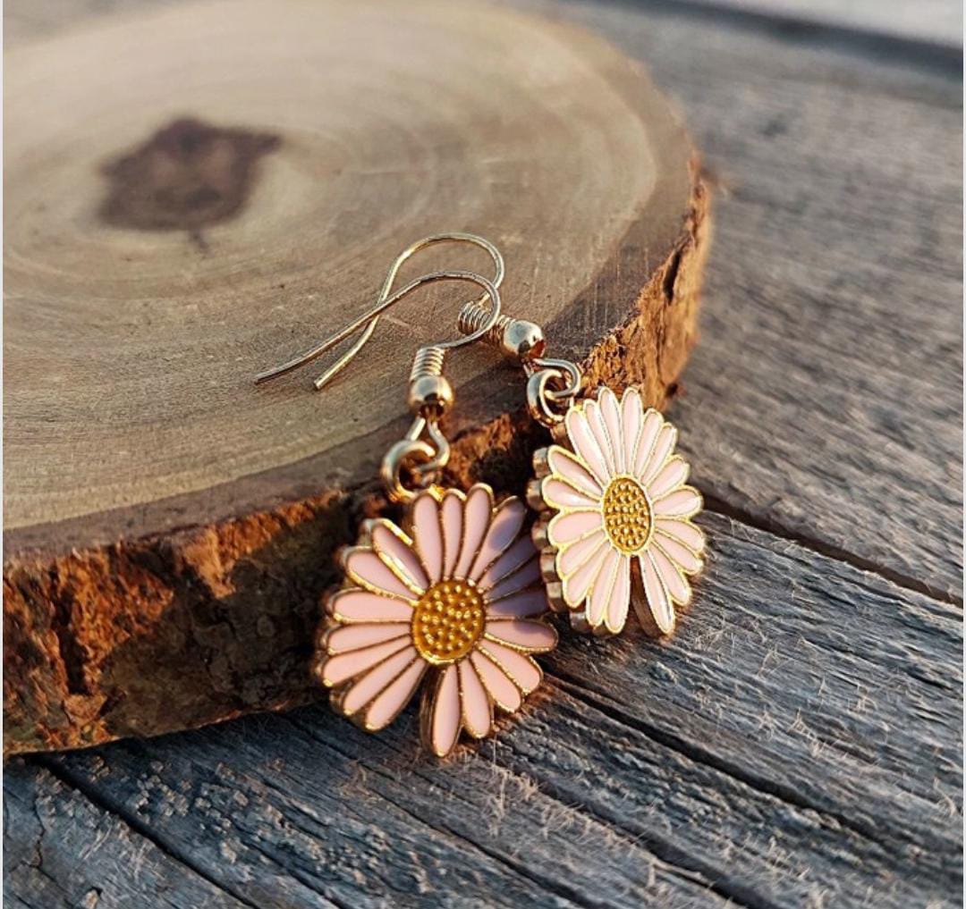 Yu Fashions Summer Sunflower Floral Cute Korean Earrings Pair