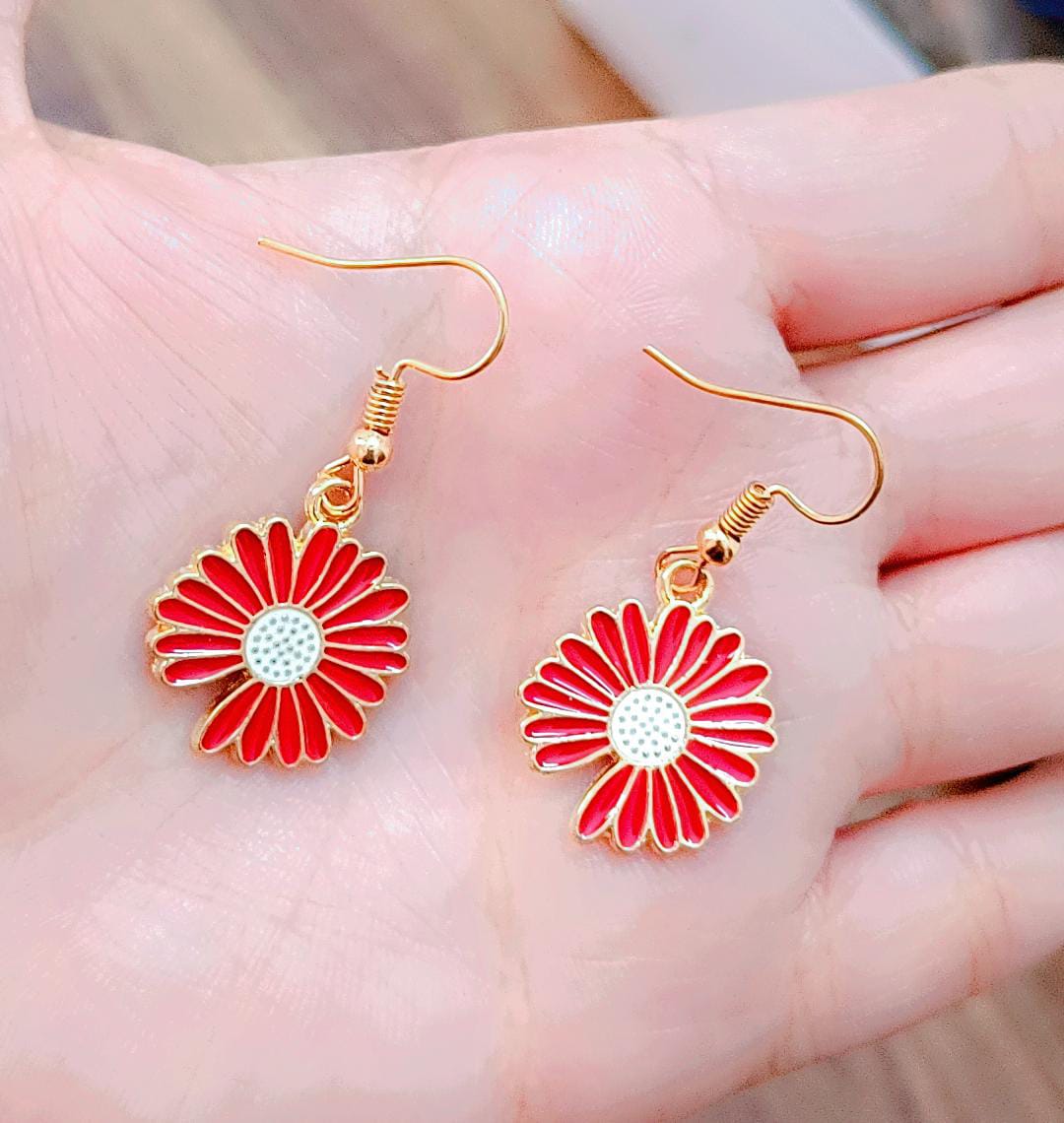 Yu Fashions Summer Sunflower Floral Cute Korean Earrings Pair