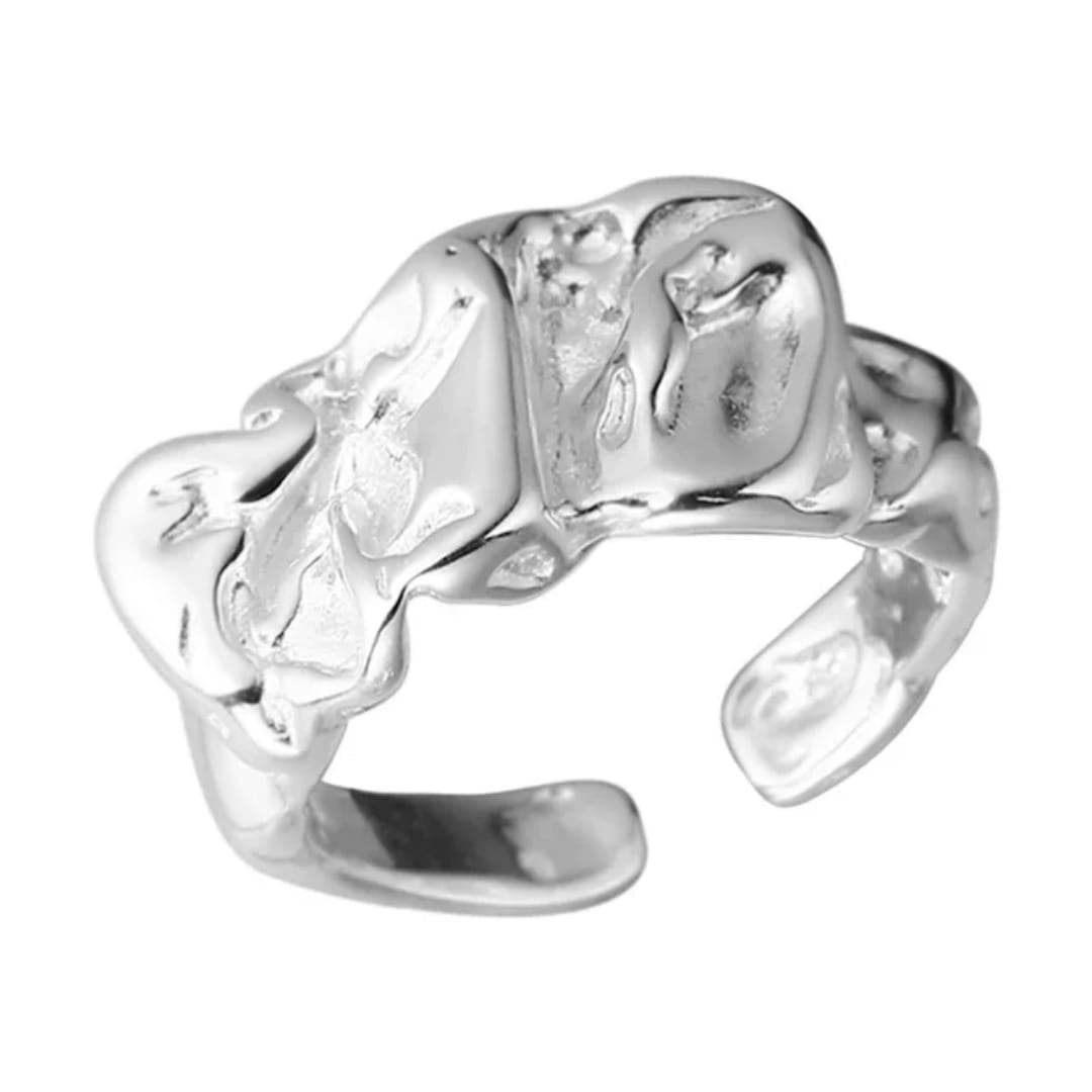 Yu Fashions Melted Metallic Fold Geometrical Adjustable Korean Ring