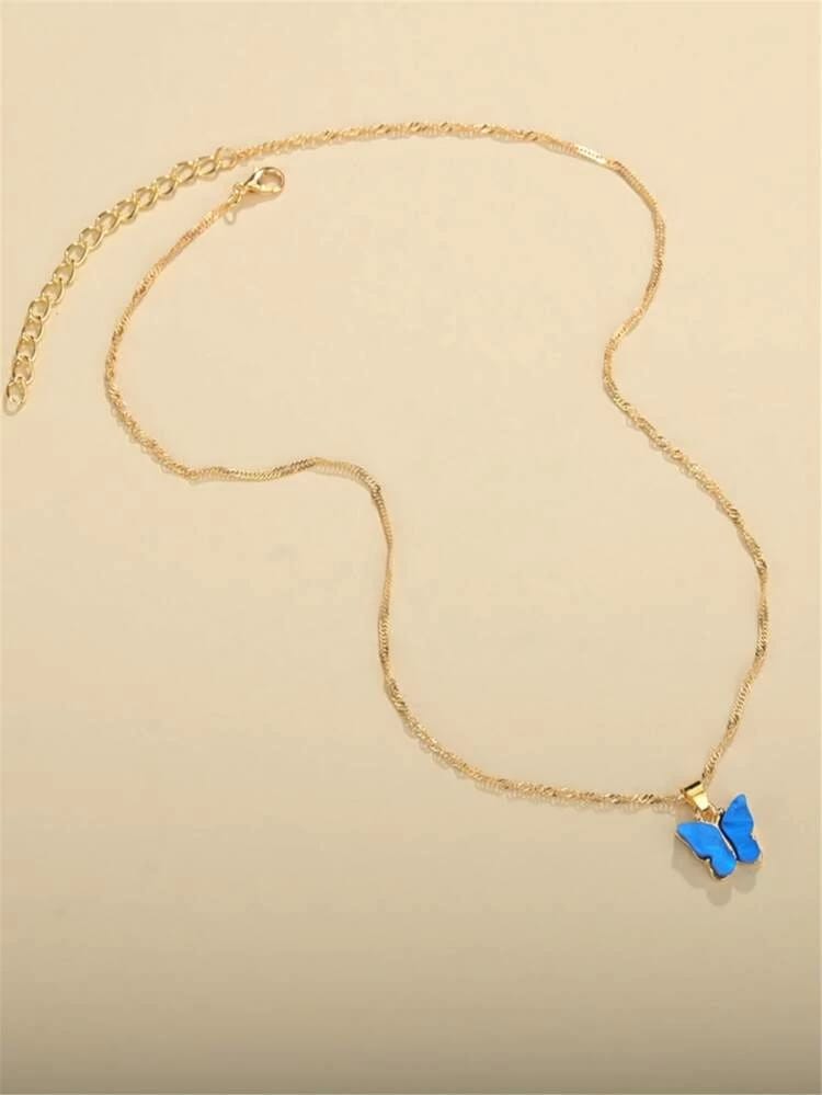Yu Fashions Cute Butterfly Charm Pendent Korean Necklace