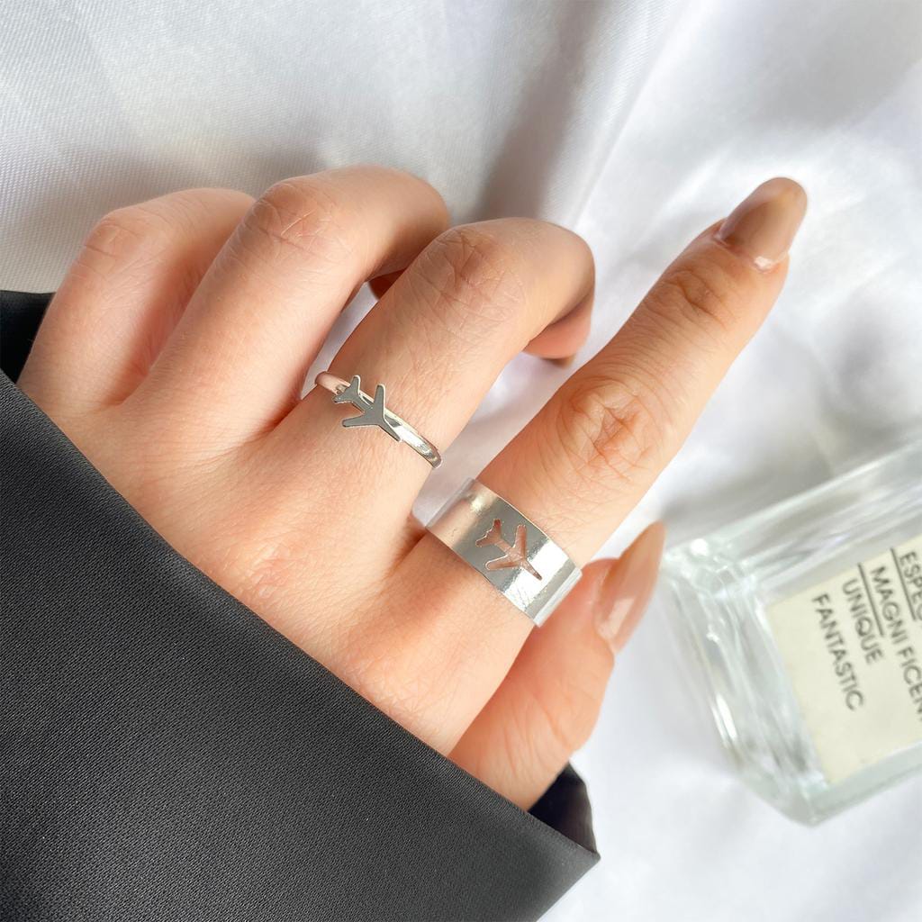 Yu Fashions Couple Best Friend Airplane Korean Golden Ring Set of 2