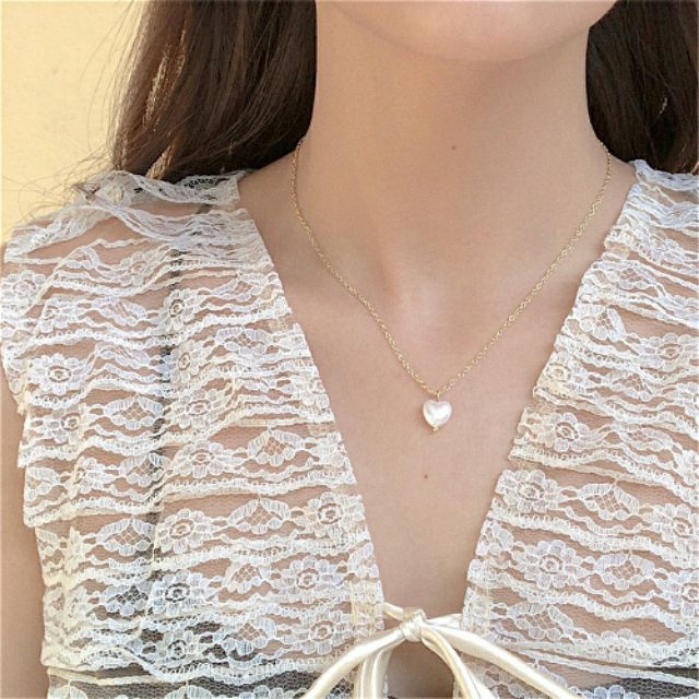 YU Fashions Minimal Pearl white Korean Necklace