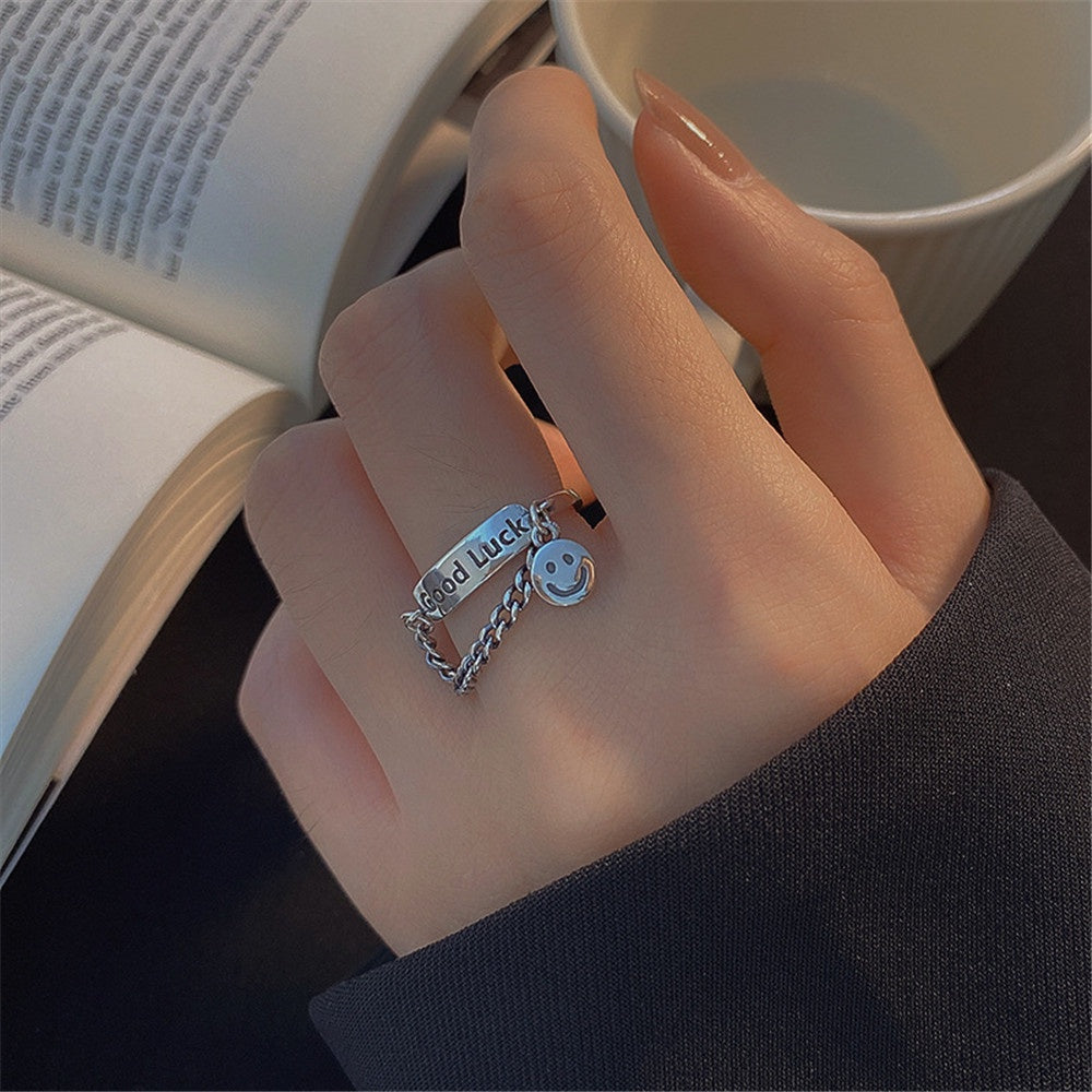 Yu fashions Good Luck Chain Boho Korean Ring Set of 2