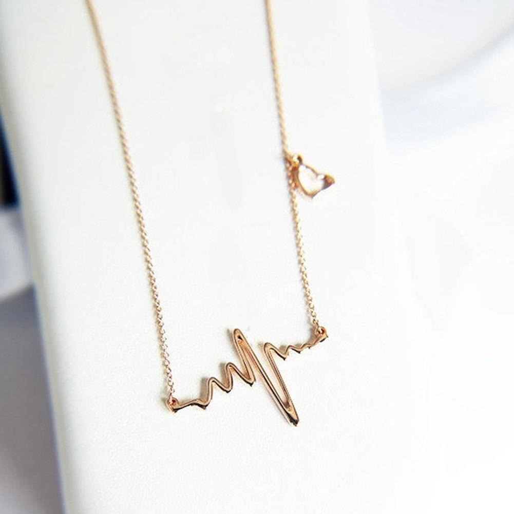 Yu Fashions Heartbeat with Cute Heart Minimal Pendent Necklace Chain