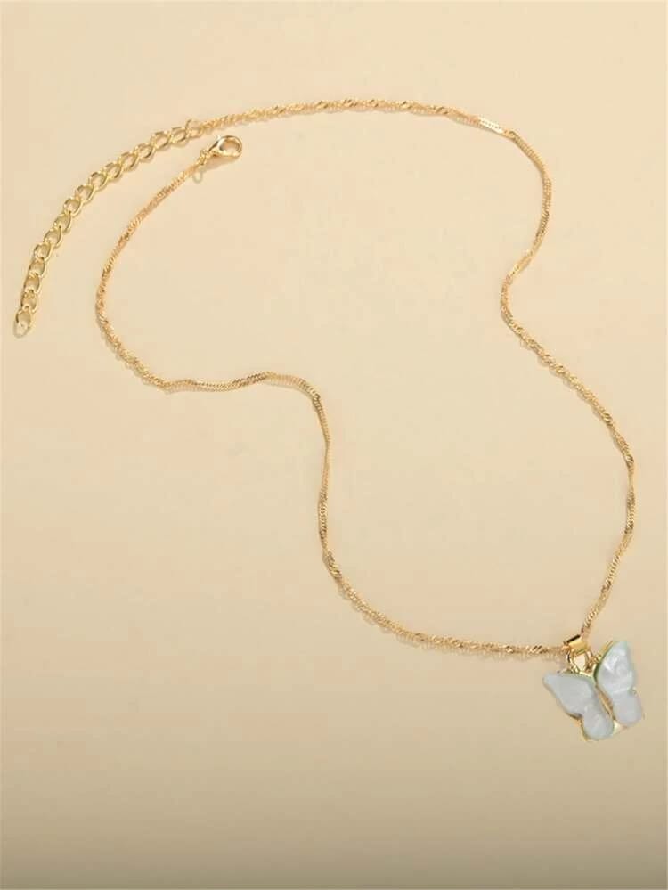 Yu Fashions Cute Butterfly Charm Pendent Korean Necklace