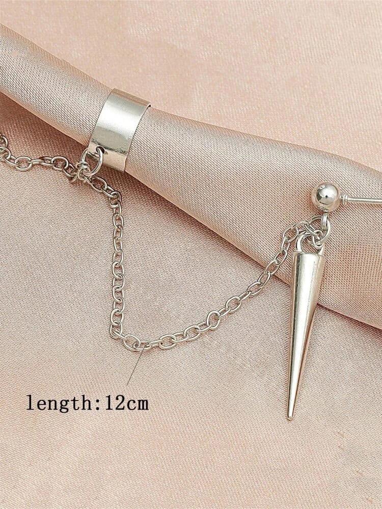 Yu Fashions Punk Hip Hop Sword Chain Drop Single Pc Earcuff Korean Earring