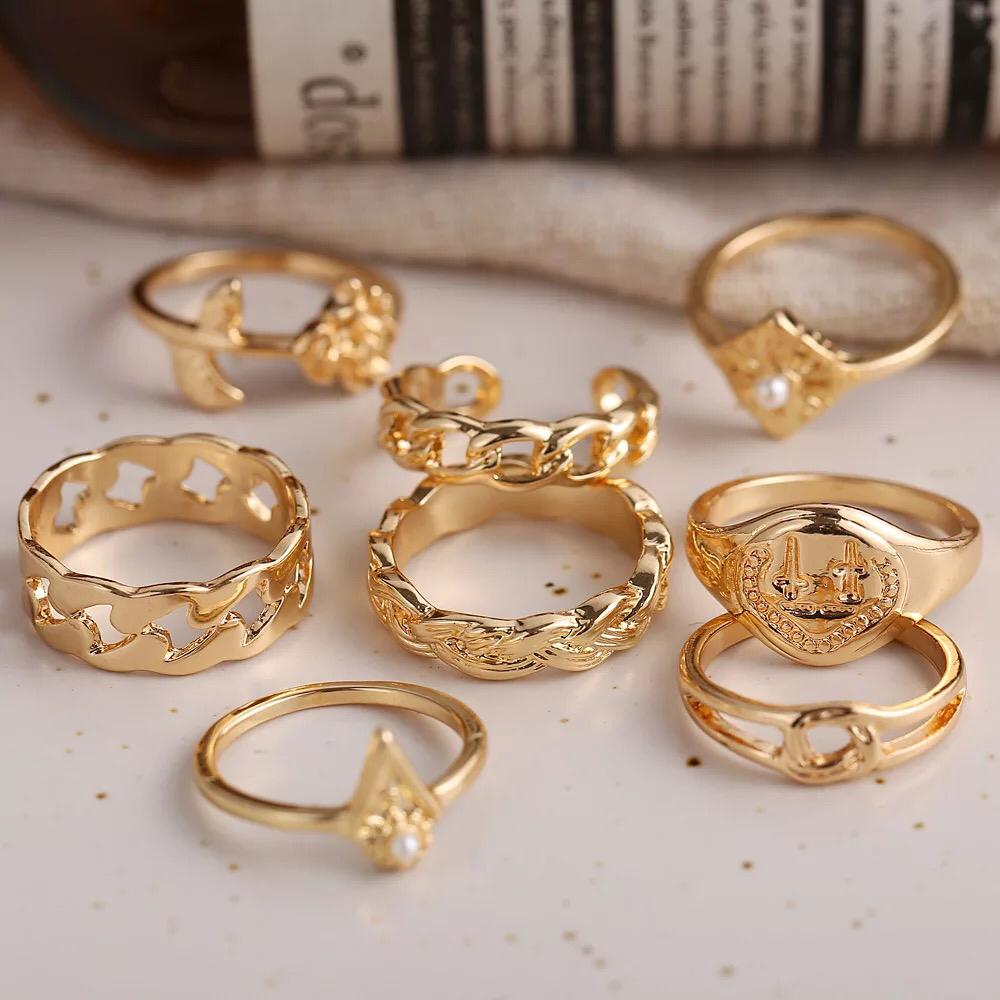 Yu Fashions Link Snake Bohemian Ring Set of 10