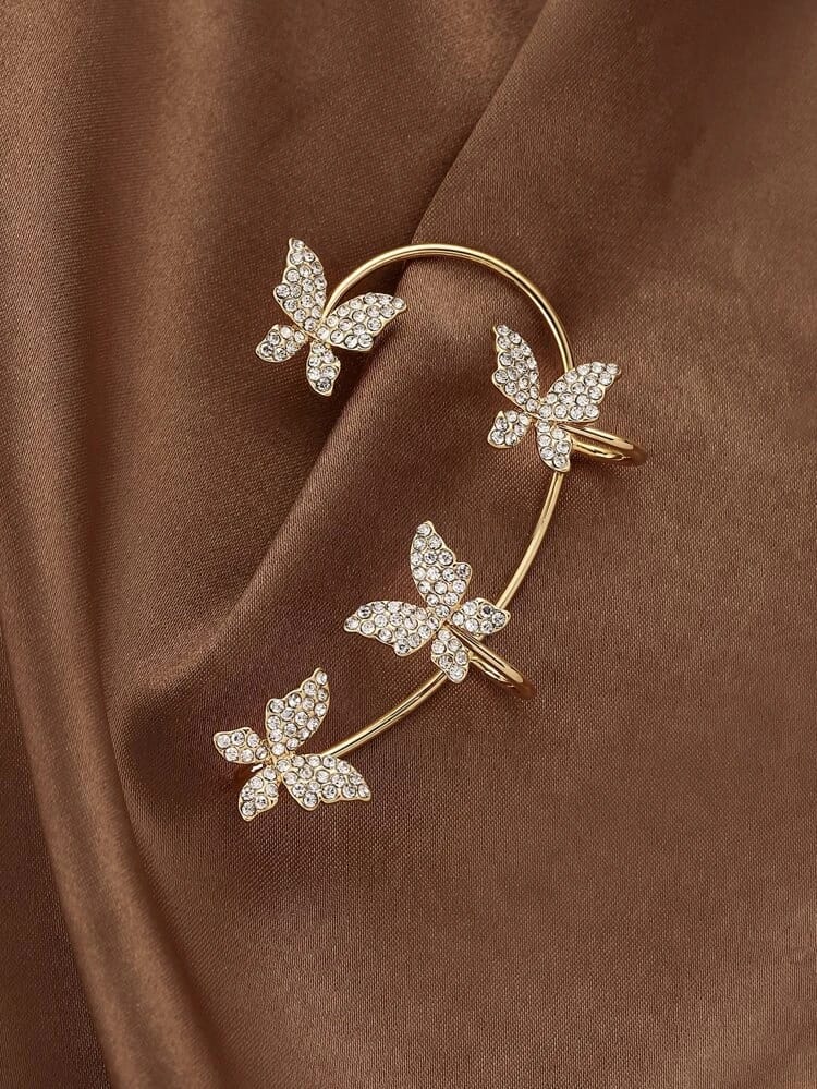 Yu Fashions Rhinestone Butterfly Charm Single Pc Earhook Ear Crawler Korean Earring