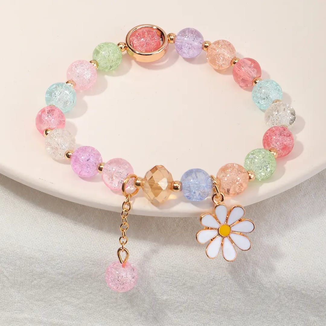 Yu Fashions Crystal Multicolourd Beads Sunflower Charm Cute Korean Bracelet