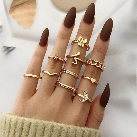 Yu Fashions Animal Snake High Fashion BTS Inspired Punk Korean Ring Set of 10