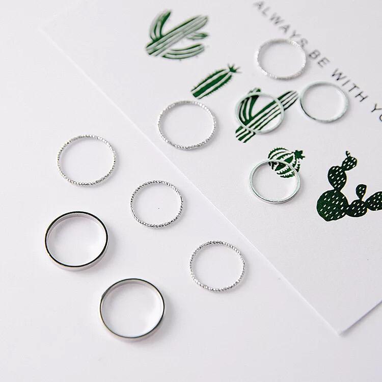 YU Fashions Minimal High Fashion Korean Ring Set of 10