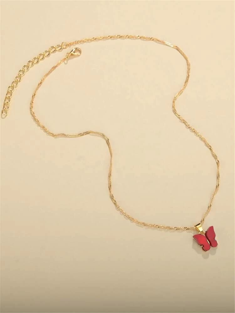Yu Fashions Cute Butterfly Charm Pendent Korean Necklace