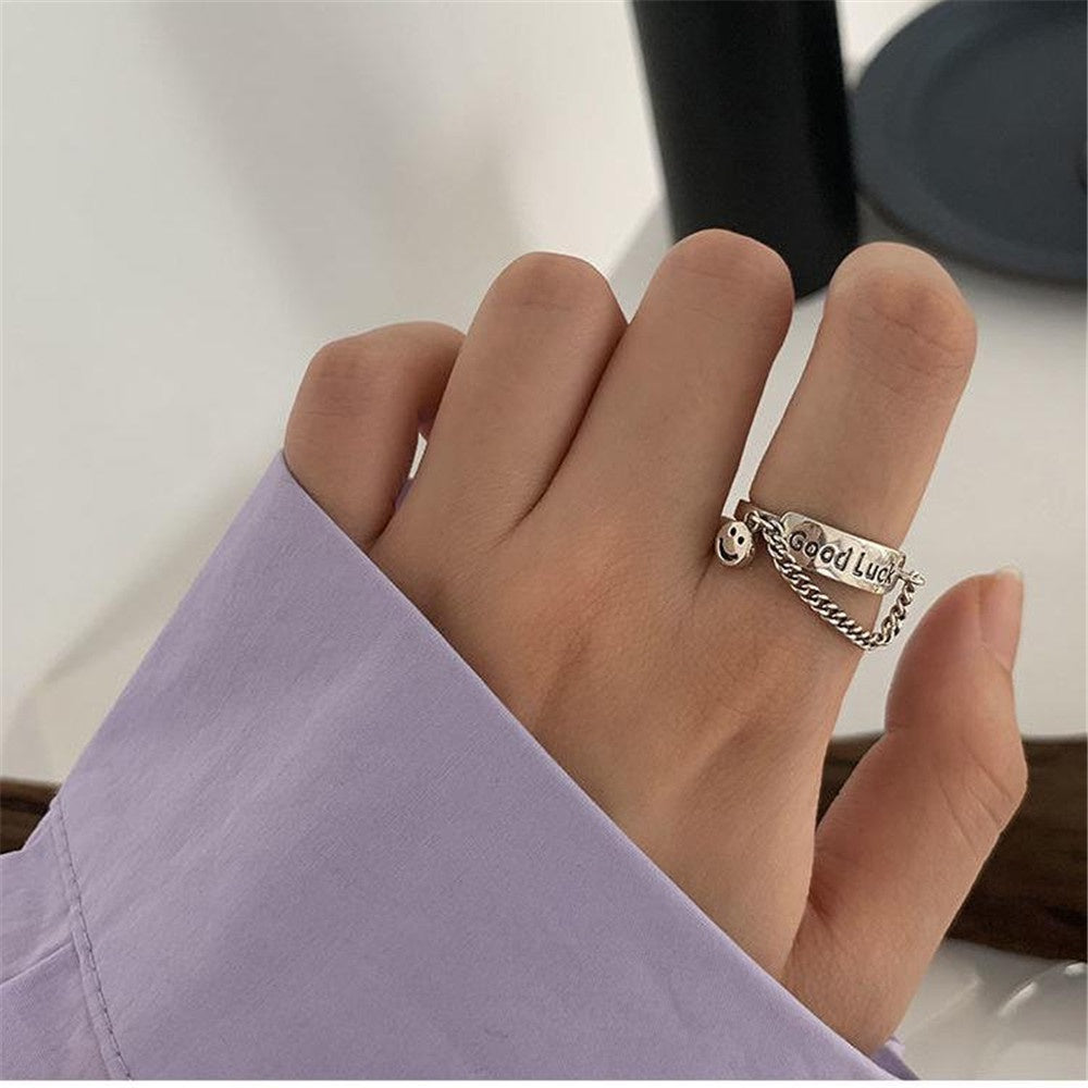 Yu fashions Good Luck Chain Boho Korean Ring Set of 2