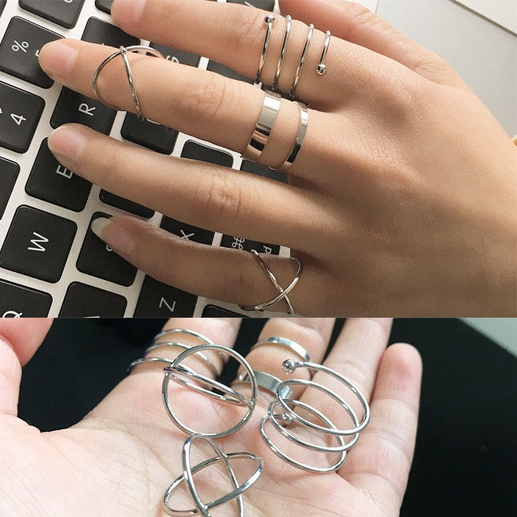 Yu Fashions Silver Spiral Korean High Fashion Korean Ring set of 6