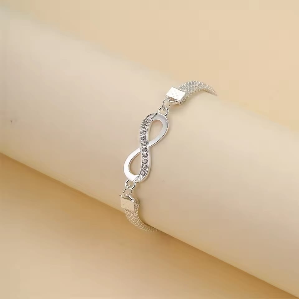 Yu Fashions Infinity Silver Korean High Fashion Bracelet