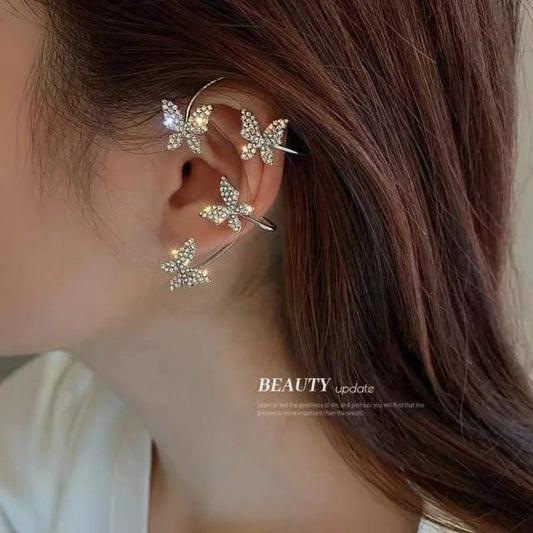 Yu Fashions Rhinestone Butterfly Charm Single Pc  Earhook Ear Crawler Korean Earring