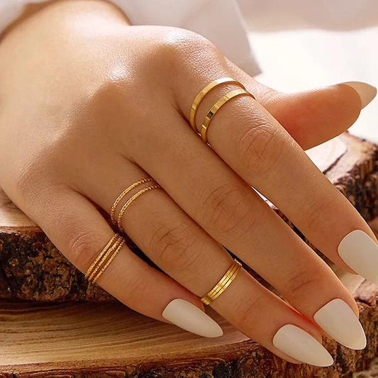 YU Fashions Minimal High Fashion Korean Ring Set of 10