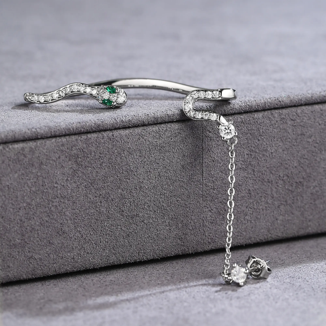 Yu Fashions Silver Snake Chain Korean Single Pc Punk High Fashion EarHook Ear Crawler Earrings