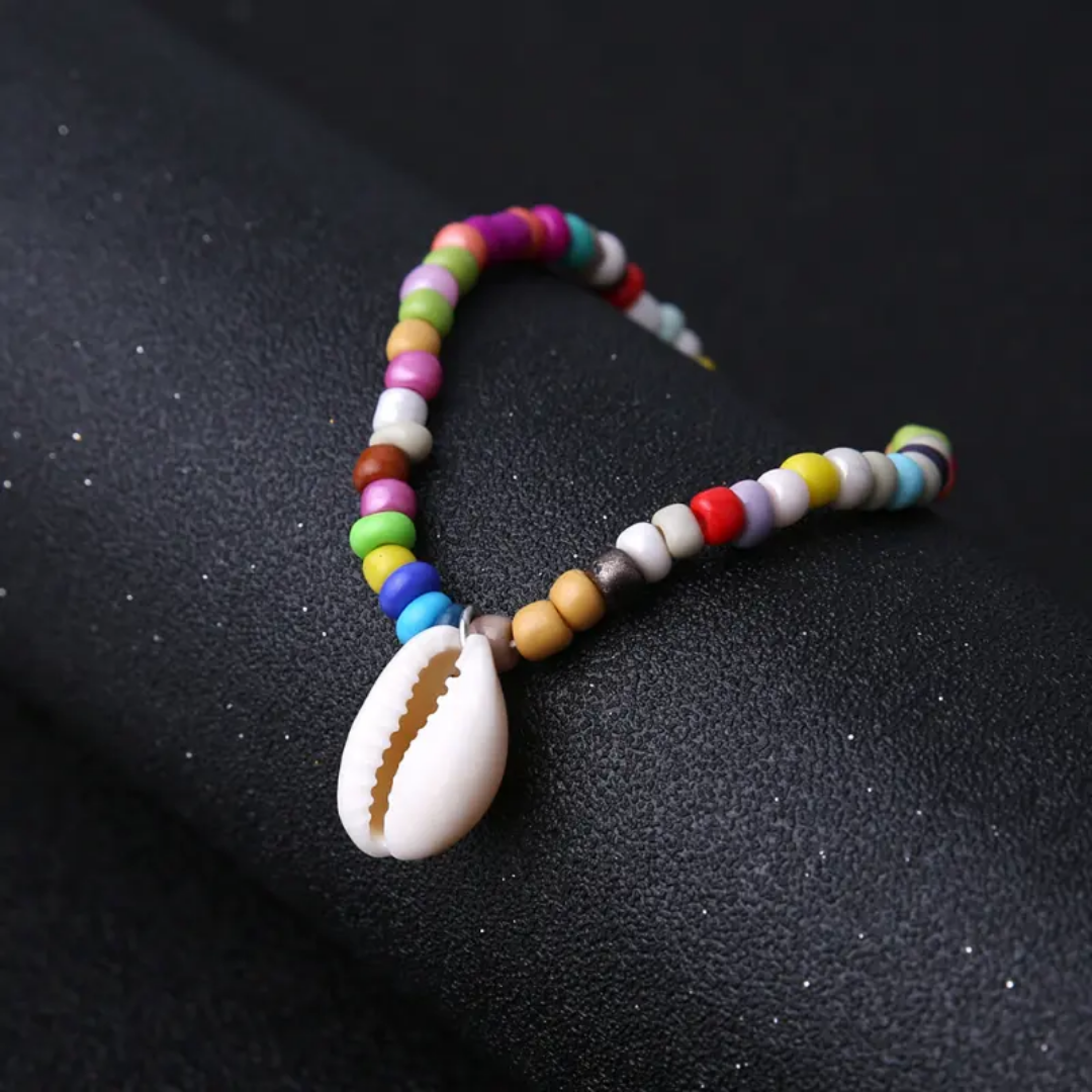 Yu Fashions Multicoloured Beads with Sea Shell Ocean Beach Korean Anklet