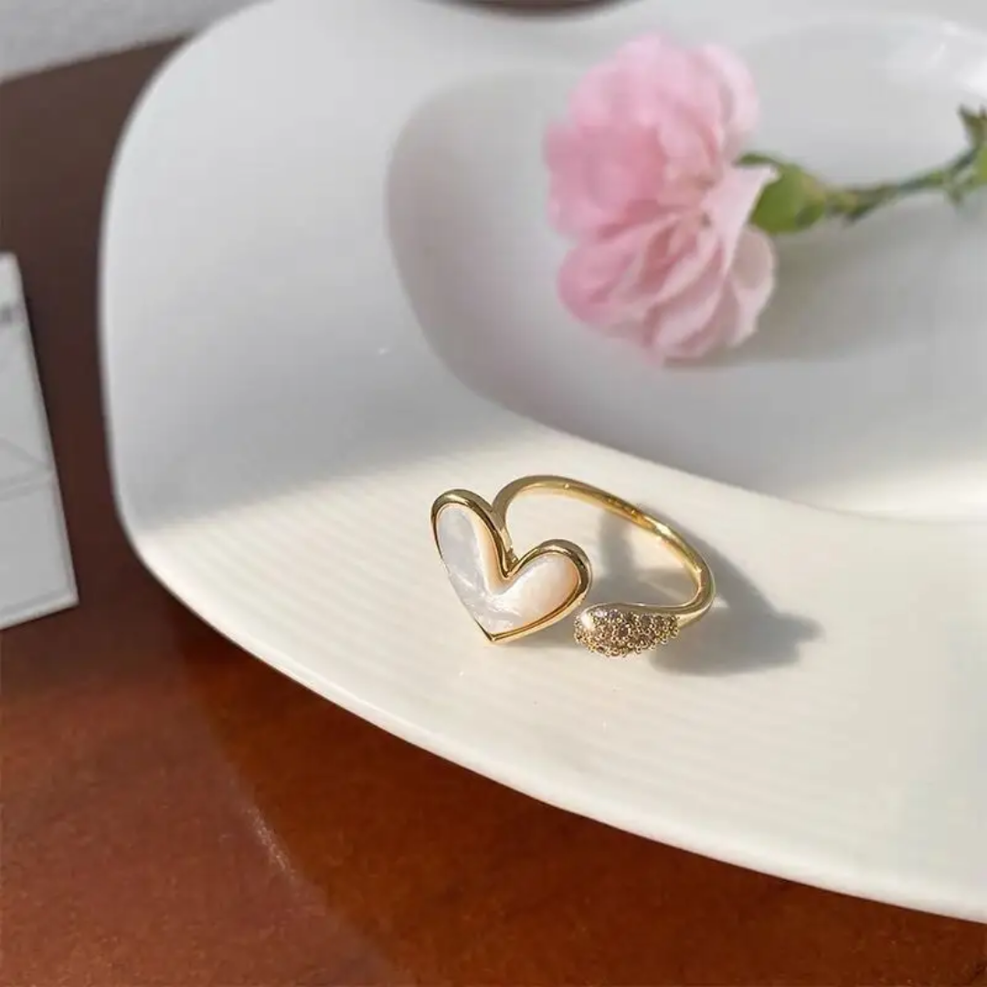 Yu Fashions white Marble Adjustable High Fashion Korean Ring