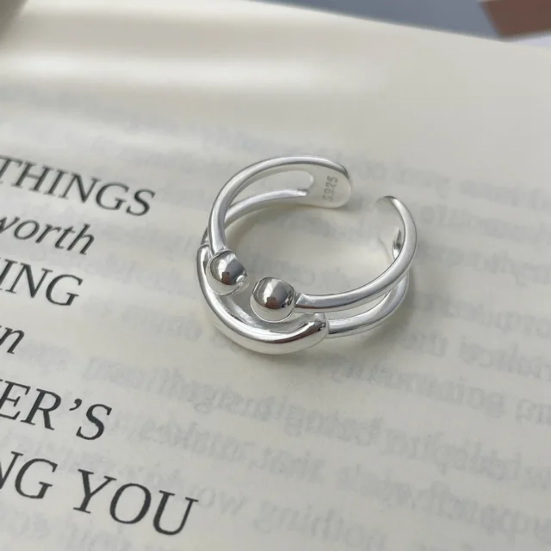Yu Fashions Smiling Face Cute Adjustable Silver Korean Ring