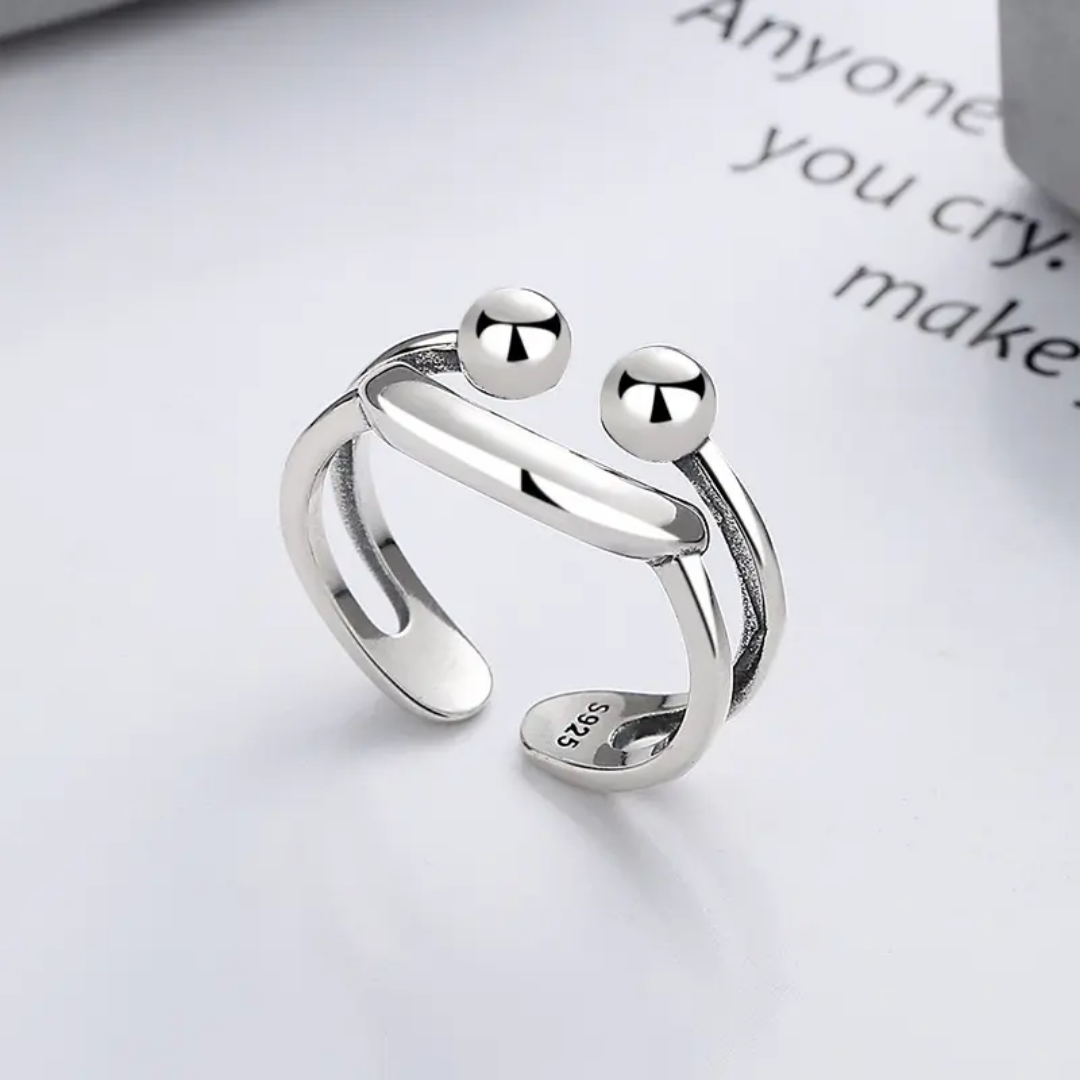 Yu Fashions Smiling Face Cute Adjustable Silver Korean Ring