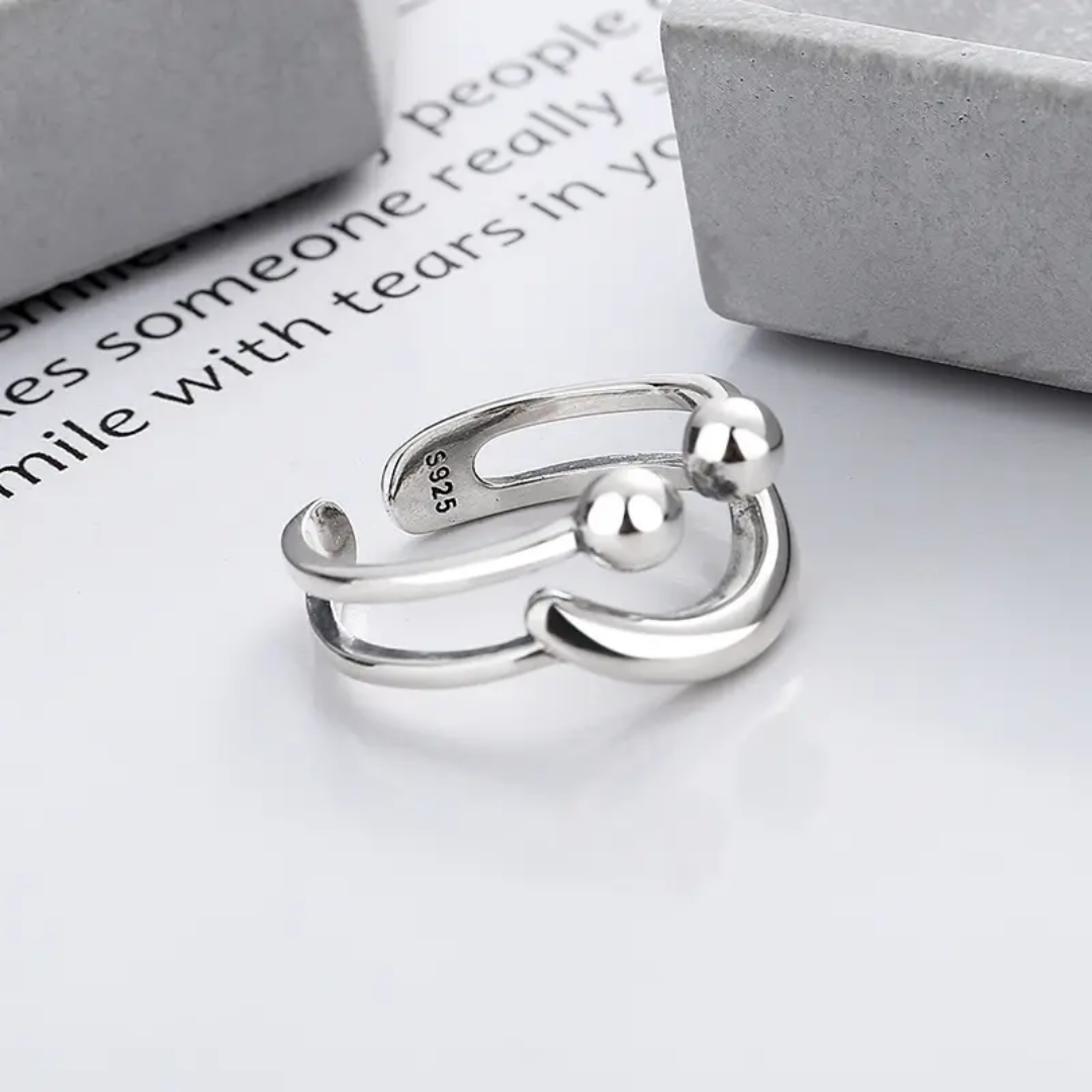 Yu Fashions Smiling Face Cute Adjustable Silver Korean Ring