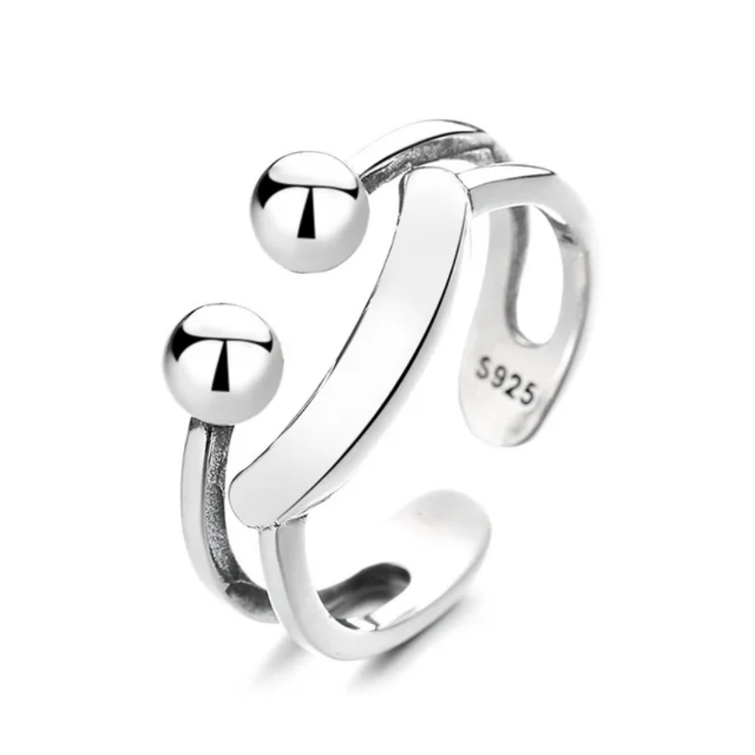 Yu Fashions Smiling Face Cute Adjustable Silver Korean Ring