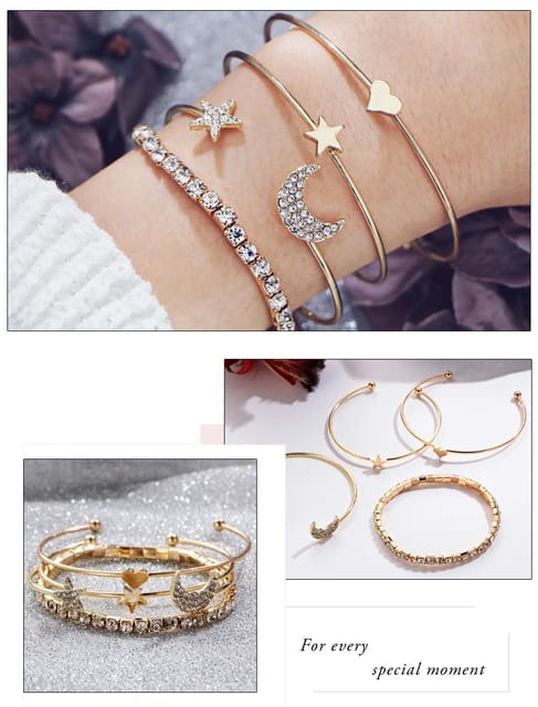 Yu Fashions Heart Star Moon High Fashion Multilayered Korean Bracelet