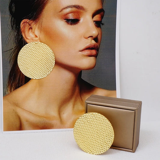 YU Fashions  Oversized Big Luxury African Vintage Textured Round Shaped Korean Earrings pair