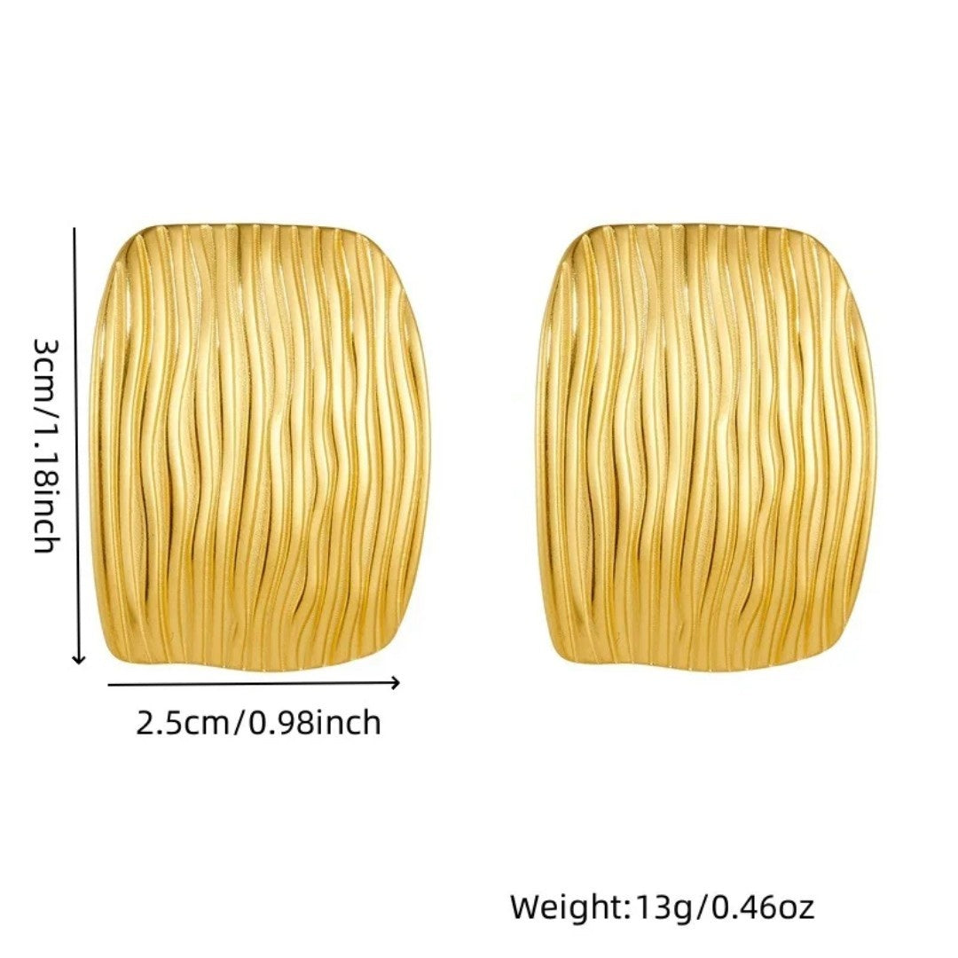 YU Fashions  Geometric Square Stripes  Texture Vintage Chunky Retro Thick Korean Earrings