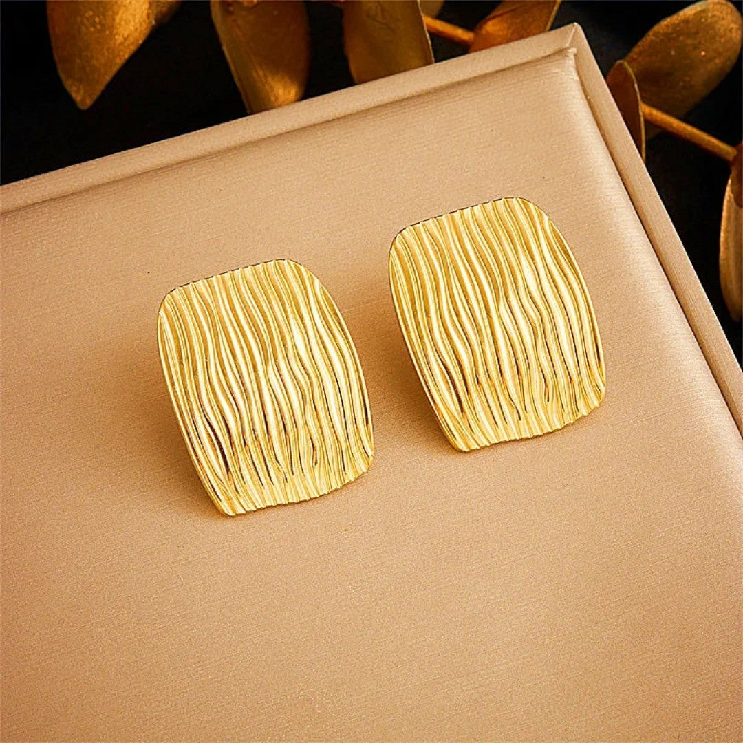 YU Fashions  Geometric Square Stripes  Texture Vintage Chunky Retro Thick Korean Earrings