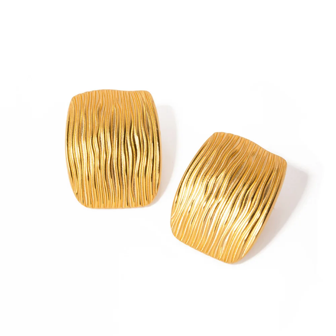 YU Fashions  Geometric Square Stripes  Texture Vintage Chunky Retro Thick Korean Earrings