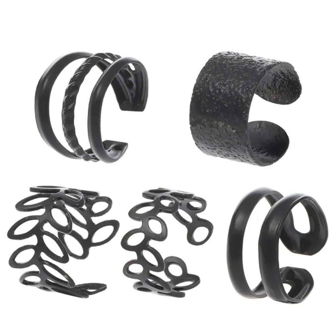 YU Fashions  Leaves  Non Piercing 5 piece of C - Shaped Earring  Hollow Multilayered Clip on Hoop Cartilage Ear clip Ear cuff