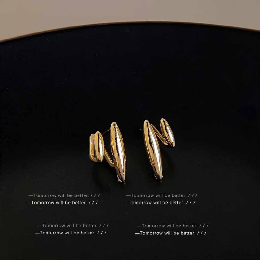YU Fashions  Cute Small Tear Drop Water drop stud Pawnable Double Leaf Korean Earrings Pair