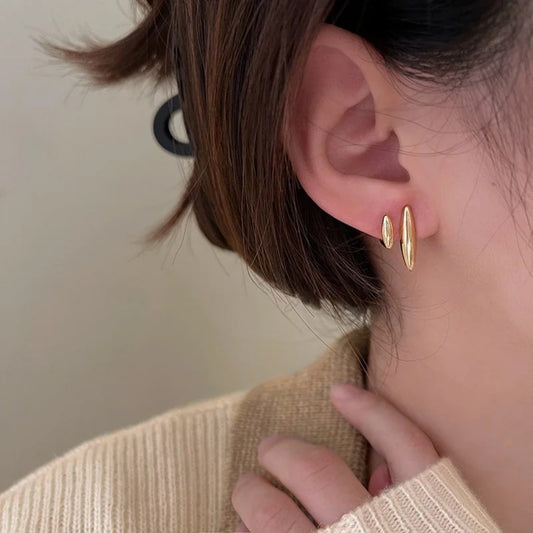 YU Fashions  Cute Small Tear Drop Water drop stud Pawnable Double Leaf Korean Earrings Pair