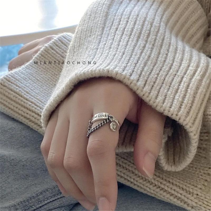 Yu fashions Good Luck Chain Boho Korean Ring Set of 2
