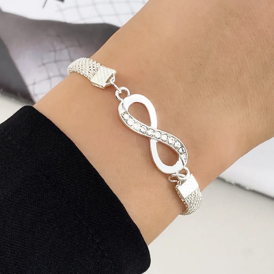 Yu Fashions Infinity Silver Korean High Fashion Bracelet