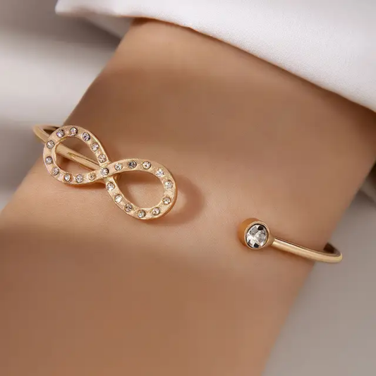 Yu Fashions Rhinestone Infinity Golden Adjustable High Fashion Korean Bracelet