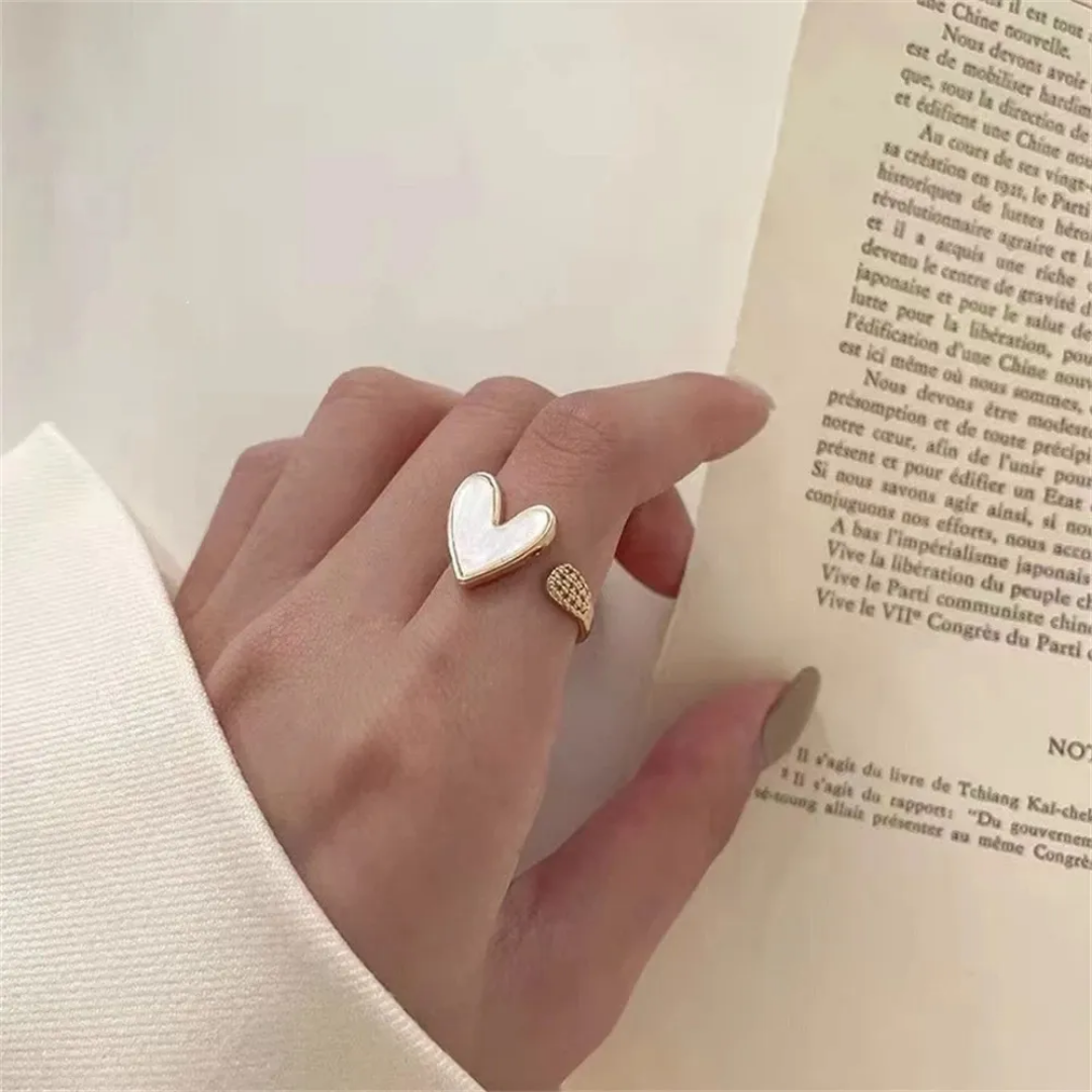 Yu Fashions white Marble Adjustable High Fashion Korean Ring