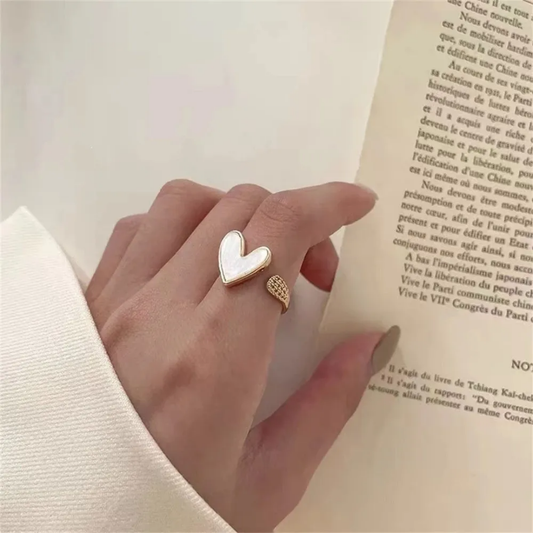 Yu Fashions white Marble Adjustable High Fashion Korean Ring