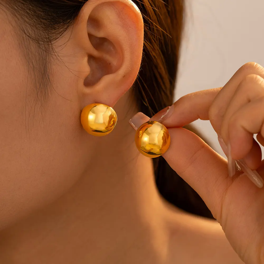 Yu Fashions Anti Tarnish Round Shaped Classy Office Collage Going Elegant gold plated High Fashion Korean Earrings