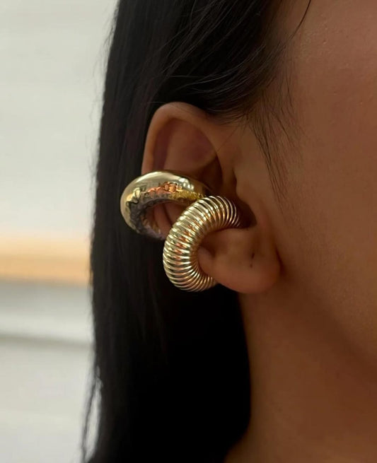 YU Fashions  Textured Spiral Ear Bone Non- Piercing Ear Cuff 2 Statement Korean Earrings Pair