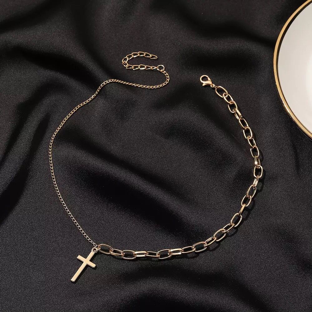 Yu Fashions Half Link Cross Pendent Necklace Chain