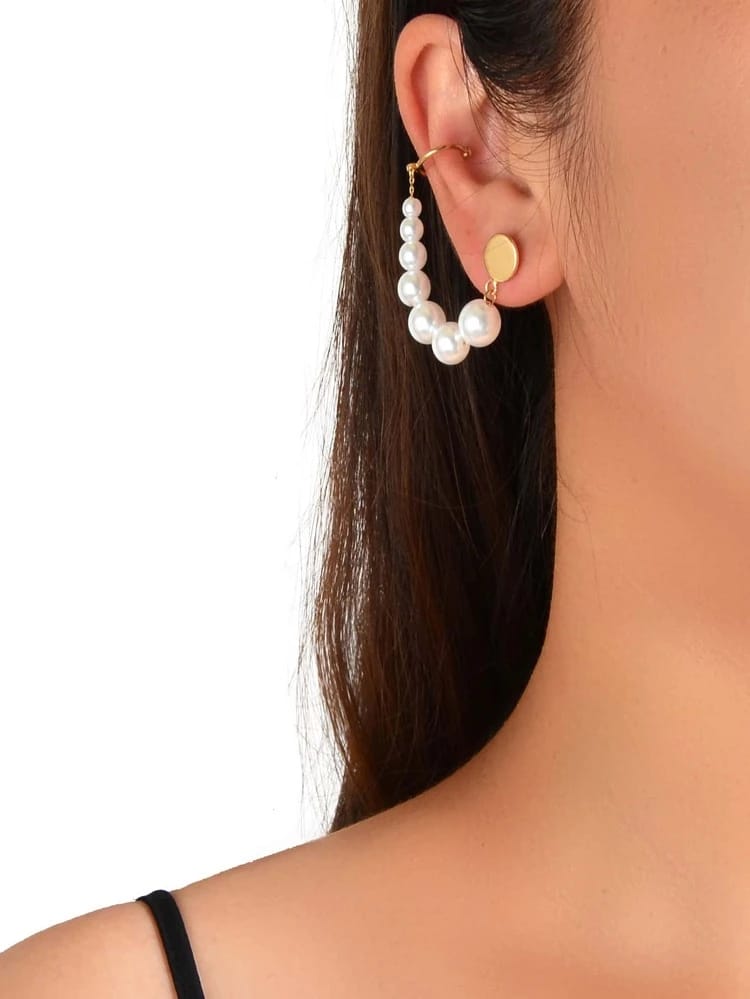 Yu Fashions Cute Pearl Single Pc Earhook Crawler Korean Earring